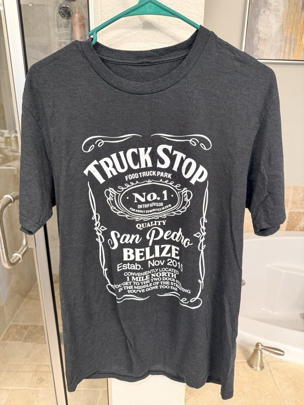 Truck Stop Belize T Shirt Large San Pedro Food Truck Park Graphic Tee Black